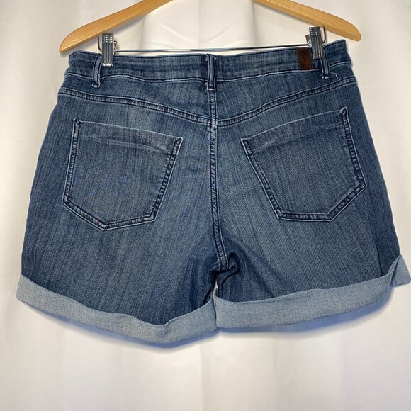 Simply Vera Wang Womens Denim Shorts 12 Stretch Cuffed Medium Wash Mid-Rise EUC - Picture 2 of 8